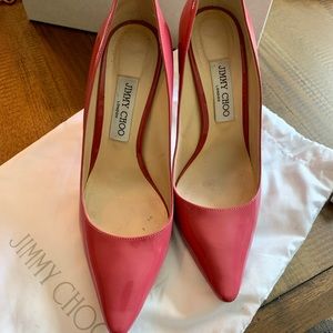 Jimmy Choo Patent Leather Romy 100 Size 39.5 in Candy Pink